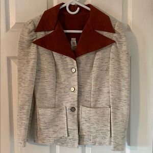 Vintage ILGWU Knit Blazer Size 9 • Made in USA • Contrast Colla